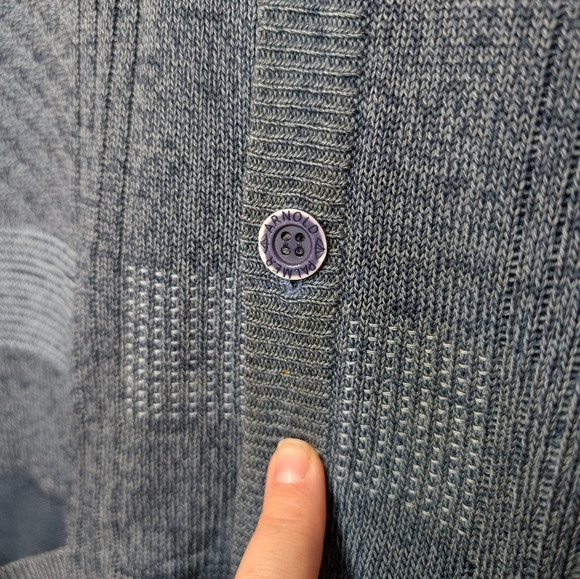 Arnold Palmer Vintage Blue Patchwork Knit Button Down Men's Cardigan XL - Picture 8 of 8